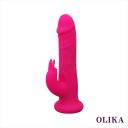 【OLIKA】 Pink Dildo Spinning Pearl